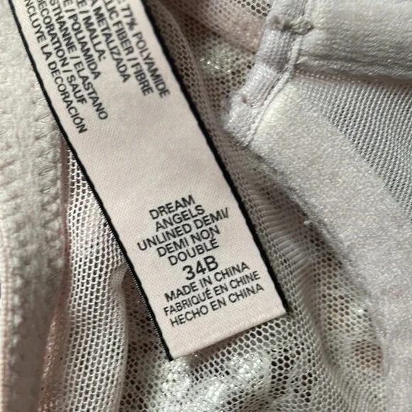 Victoria's Secret Floral Lace Turtleneck Underlined Bra Blush Pink 34B #0096 - Picture 5 of 6